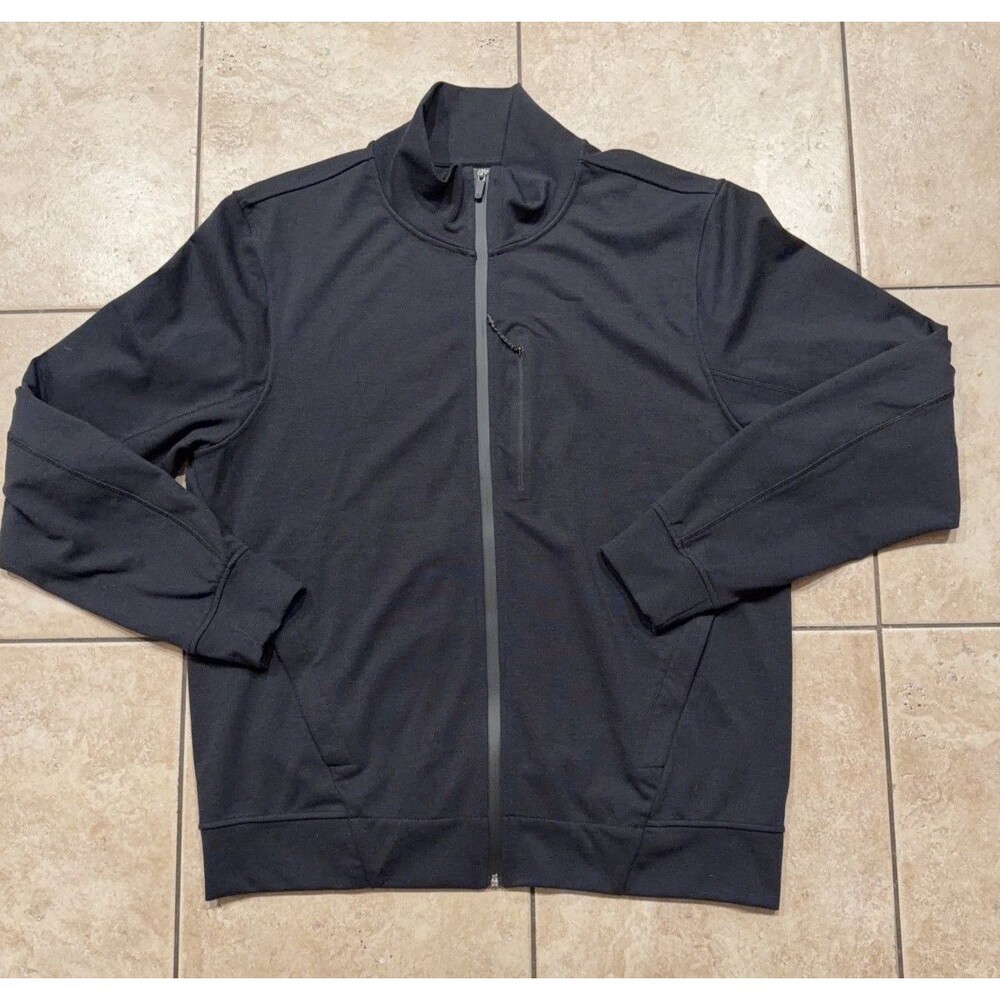 Mack Weldon Fleece Jacket Mens XXL Black Full Zip Performance Stretch Rayon Blen
